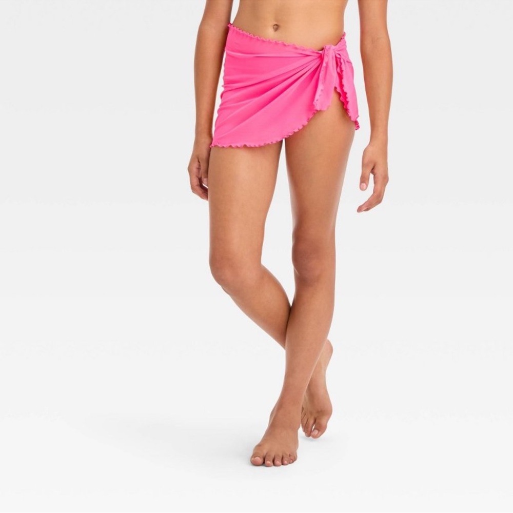 Art Class Pink Solid Cover Up Bottom
